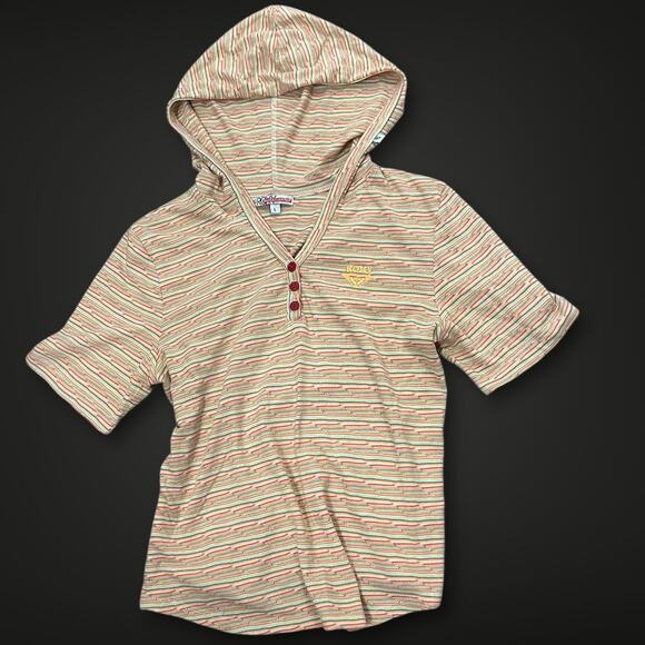 Y2K Roxy Quiksilver Hoodie Tee–Psychedelic Wavy Stripes–Surf Skate Style –Size L - Picture 6 of 6